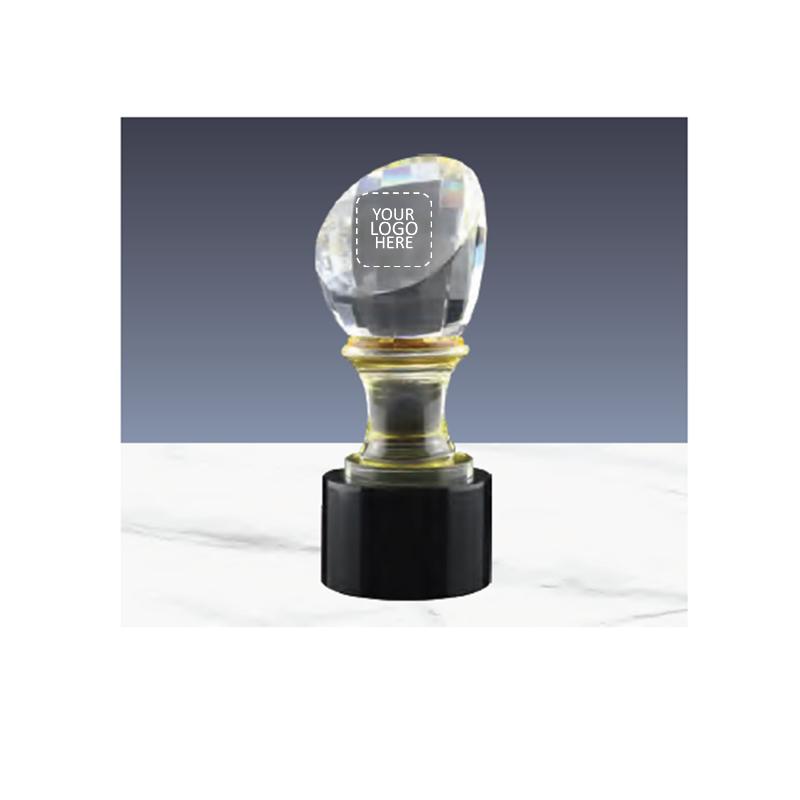 Crystal Trophy With Black Cylinder Base